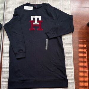 Tommy Hilfiger Gray Sweatshirt with Red and Cream Logo